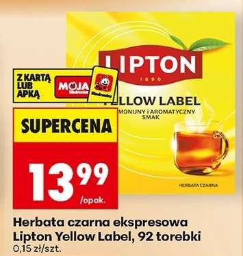 Herbata czarna ekspresowa Lipton Yellow Label, 92 torebki
