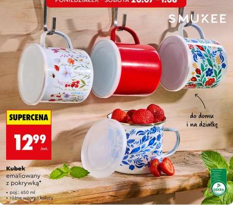 Kubek emaliowany z pokrywką