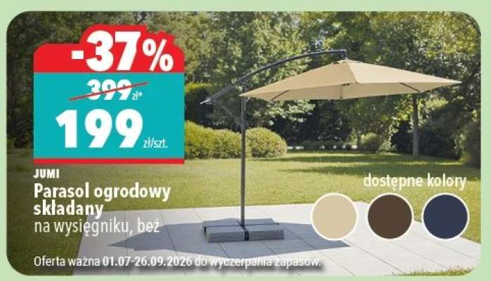 Parasol ogrodowy składany na wysięgniku, beż
