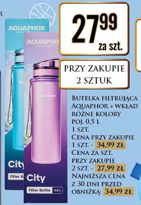 BUTELKA FILTRUJĄCA AQUAPHOR + WKŁAD RÓŻNE KOLORY POJ. 0,5 L 1 SZT.