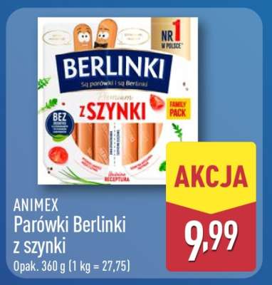 ANIMEX Parówki Berlinki z szynki