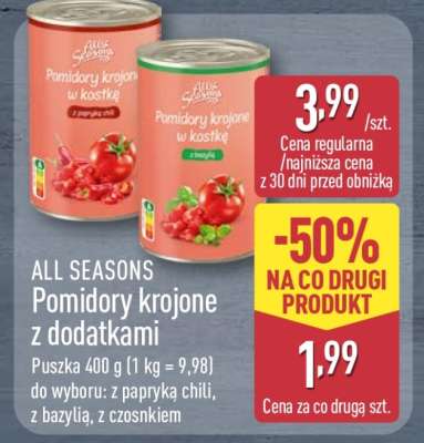 ALL SEASONS Pomidory krojone z dodatkami