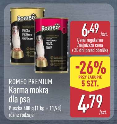 ROMEO PREMIUM Karma mokra dla psa
