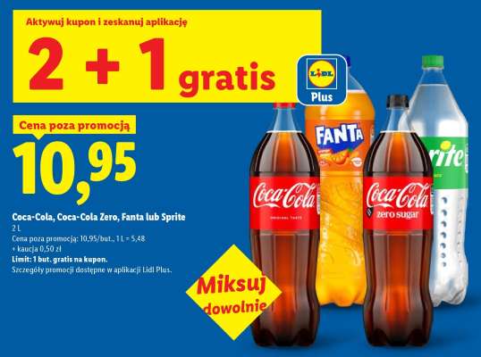 Coca-Cola, Coca-Cola Zero, Fanta lub Sprite*