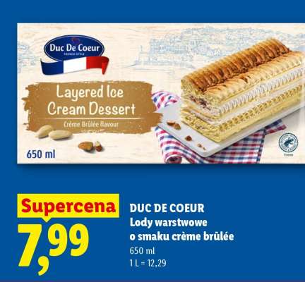 DUC DE COEUR Lody warstwowe o smaku crème brûlée