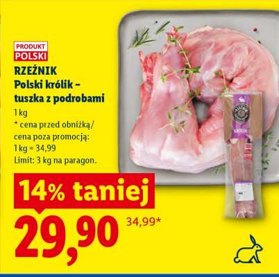Polski królik tuszka z podrobami