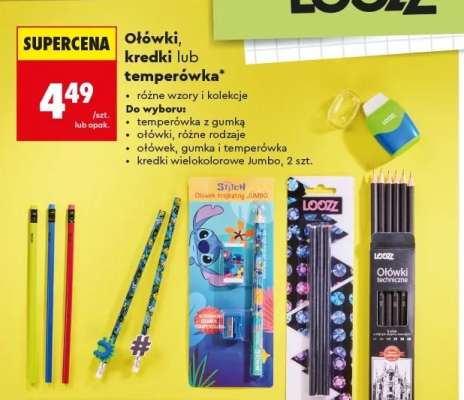 Ołówki, kredki lub temperówka