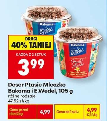 Deser Ptasie Mleczko Bakoma i E.Wedel, 105 g