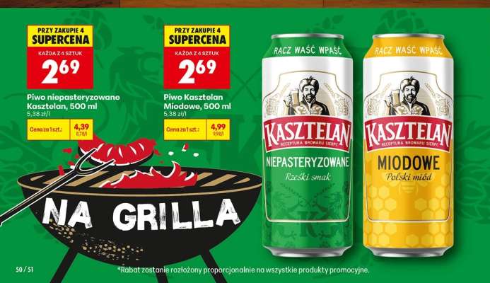Piwo niepasteryzowane Kasztelan, 500 ml