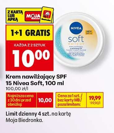 Krem nawilżający SPF 15 Nivea Soft, 100 ml