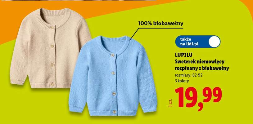 LUPILU Sweterek niemowlęcy rozpinany z biobawełny