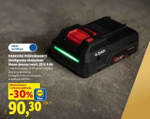 PARKSIDE PERFORMANCE Inteligentny akumulator litowo-jonowy smart, 20 V, 4 Ah