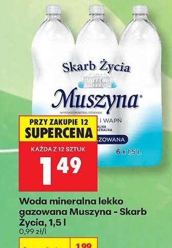 Woda mineralna lekko gazowana Muszyna Skarb Życia, 1,5 l