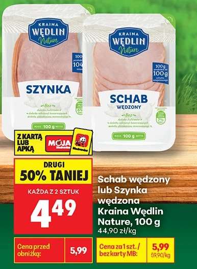 Schab wędzony lub Szynka wędzona Kraina Wędlin Nature, 100 g
