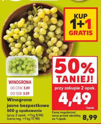 Winogrona jasne bezpestkowe 500 g opakowanie