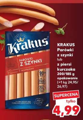 KRAKUS Parówki z szynki lub z piersi kurczaka