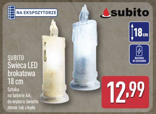 SUBITO Świeca LED brokatowa 18 cm