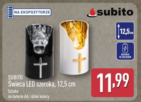 Świeca LED szeroka, 12,5 cm