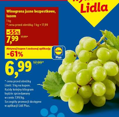 Winogrona jasne bezpestkowe, luzem