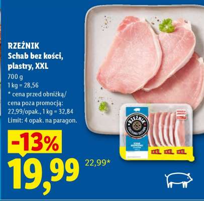 RZEŹNIK Schab bez kości, plastry, XXL
