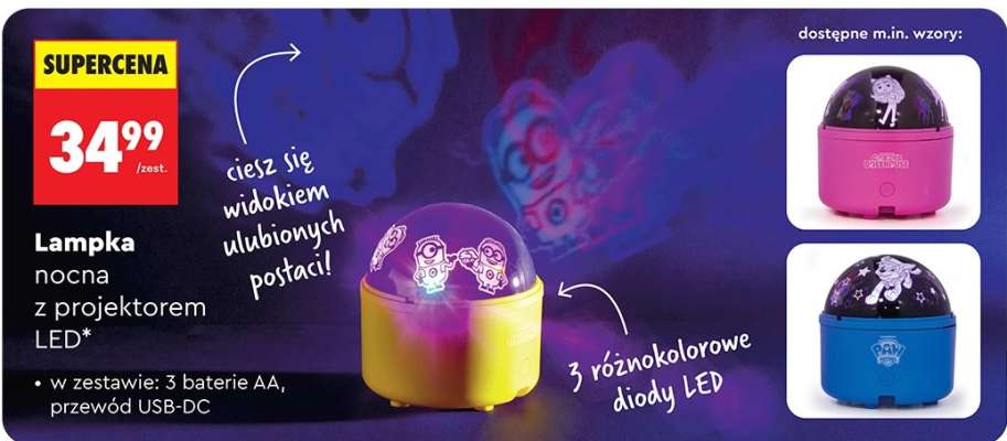 Lampka nocna z projektorem LED
