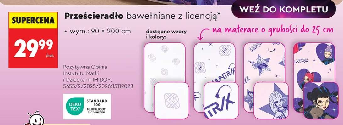 Prześcieradło bawełniane z licencją
