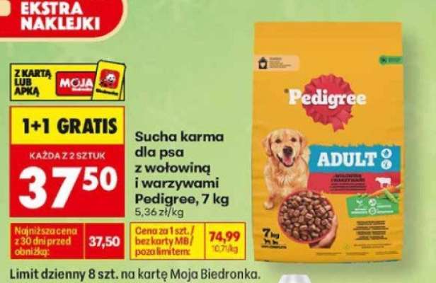 Sucha karma dla psa z wołowiną i warzywami Pedigree, 7 kg