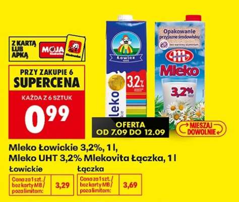 Mleko Łowickie 3,2%, 1l, Mleko UHT 3,2% Mlekovita Łączka, 1l