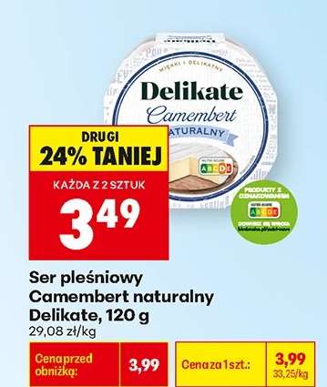 Ser pleśniowy Camembert naturalny Delikate, 120 g