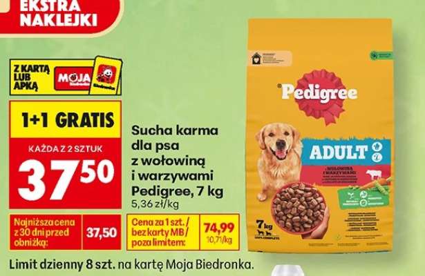 Sucha karma dla psa z wołowiną i warzywami Pedigree, 7 kg
