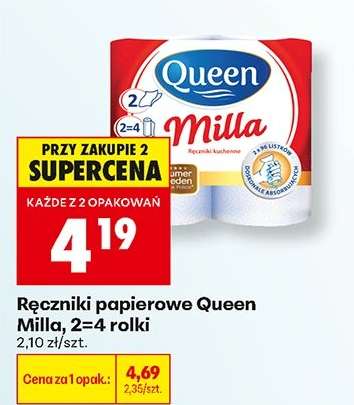 Ręczniki papierowe Queen Milla, 2=4 rolki