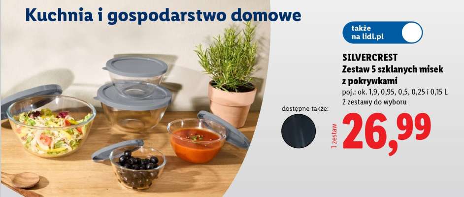 SILVERCREST Zestaw 5 szklanych misek z pokrywkami
