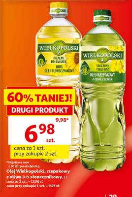 Olej Wielkopolski, rzepakowy z oliwą lub słonecznikowy, 1 l