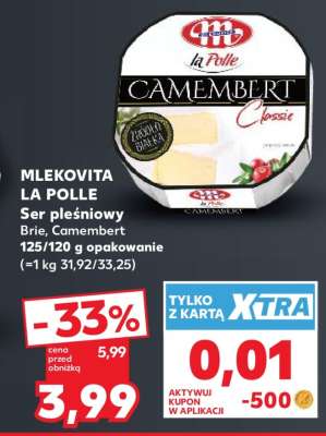 MLEKOVITA LA POLLE Ser pleśniowy Brie, Camembert 125/120 g opakowanie