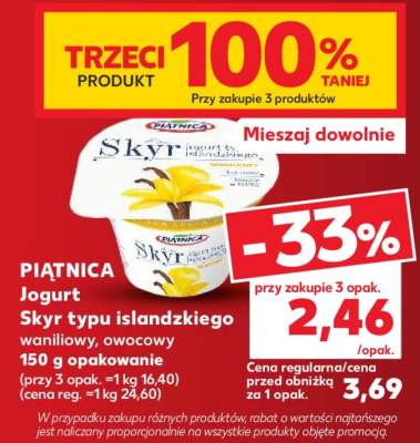 PIĄTNICA Jogurt Skyr typu islandzkiego waniliowy, owocowy