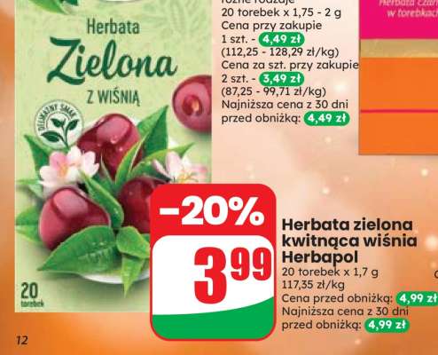 Herbata zielona kwitnąca wiśnia Herbapol