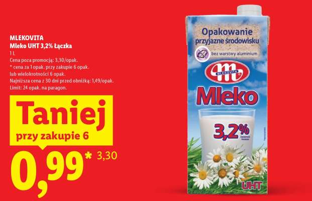 MLEKOVITA Mleko UHT 3,2% Łączka