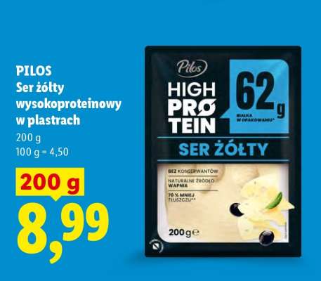 PILOS Ser żółty wysokoproteinowy w plastrach