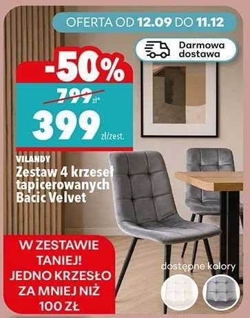 Zestaw 4 krzeseł tapicerowanych Bacic Velvet