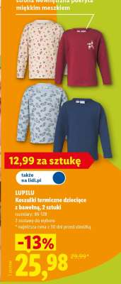 LUPILU Koszulki termiczne dziecięce z bawełną, 2 sztuki