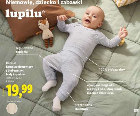 LUPILU Komplet niemowlęcy z biobawełny: body i spodnie