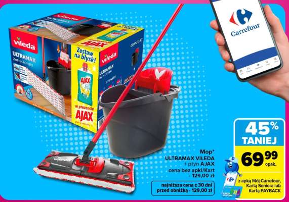 Mop ULTRAMAX VILEDA + płyn AJAX