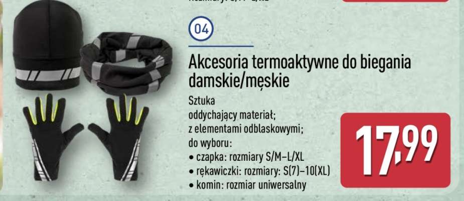 Akcesoria termoaktywne do biegania damskie/męskie