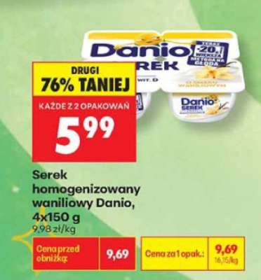 Serek homogenizowany waniliowy Danio, 4x150 g