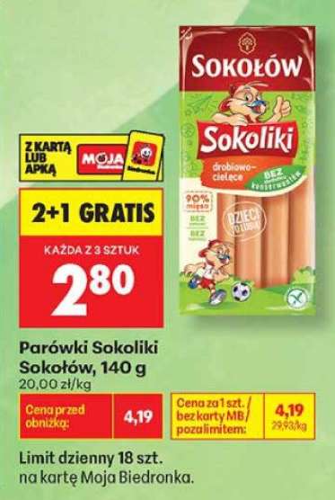 Parówki Sokoliki Sokołów, 140 g