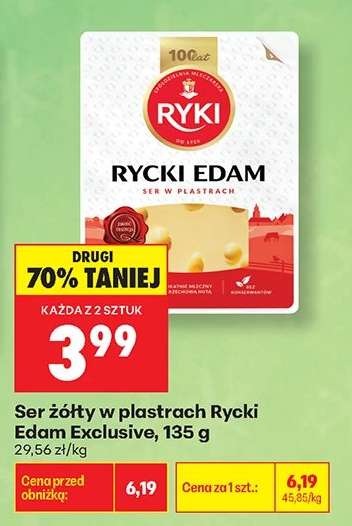 Ser żółty w plastrach Rycki Edam Exclusive , 135 g