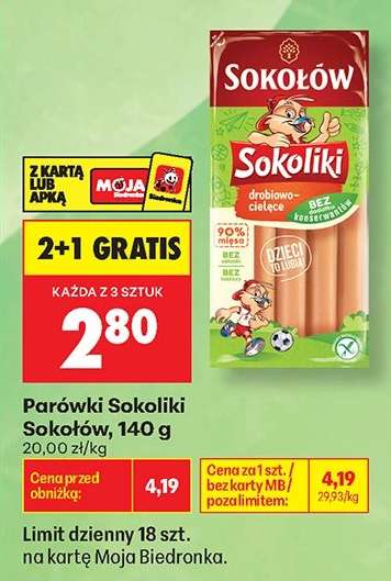 Parówki Sokoliki Sokołów, 140 g