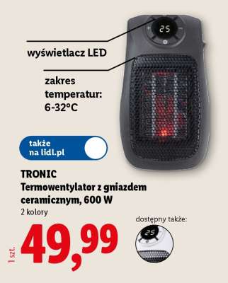 TRONIC Termowentylator z gniazdem ceramicznym, 600 W