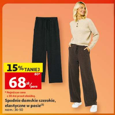 Spodnie damskie szerokie, elastyczne w pasie