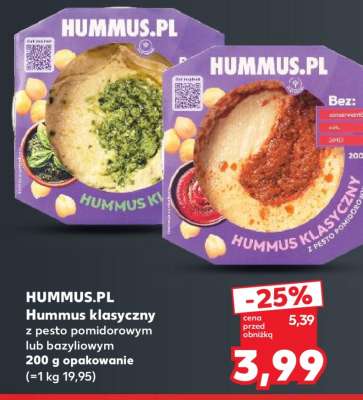HUMMUS.PL Hummus klasyczny z pesto pomidorowym lub bazyliowym